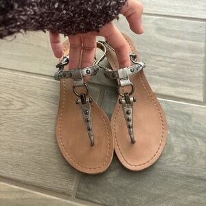 Silver coach sandals